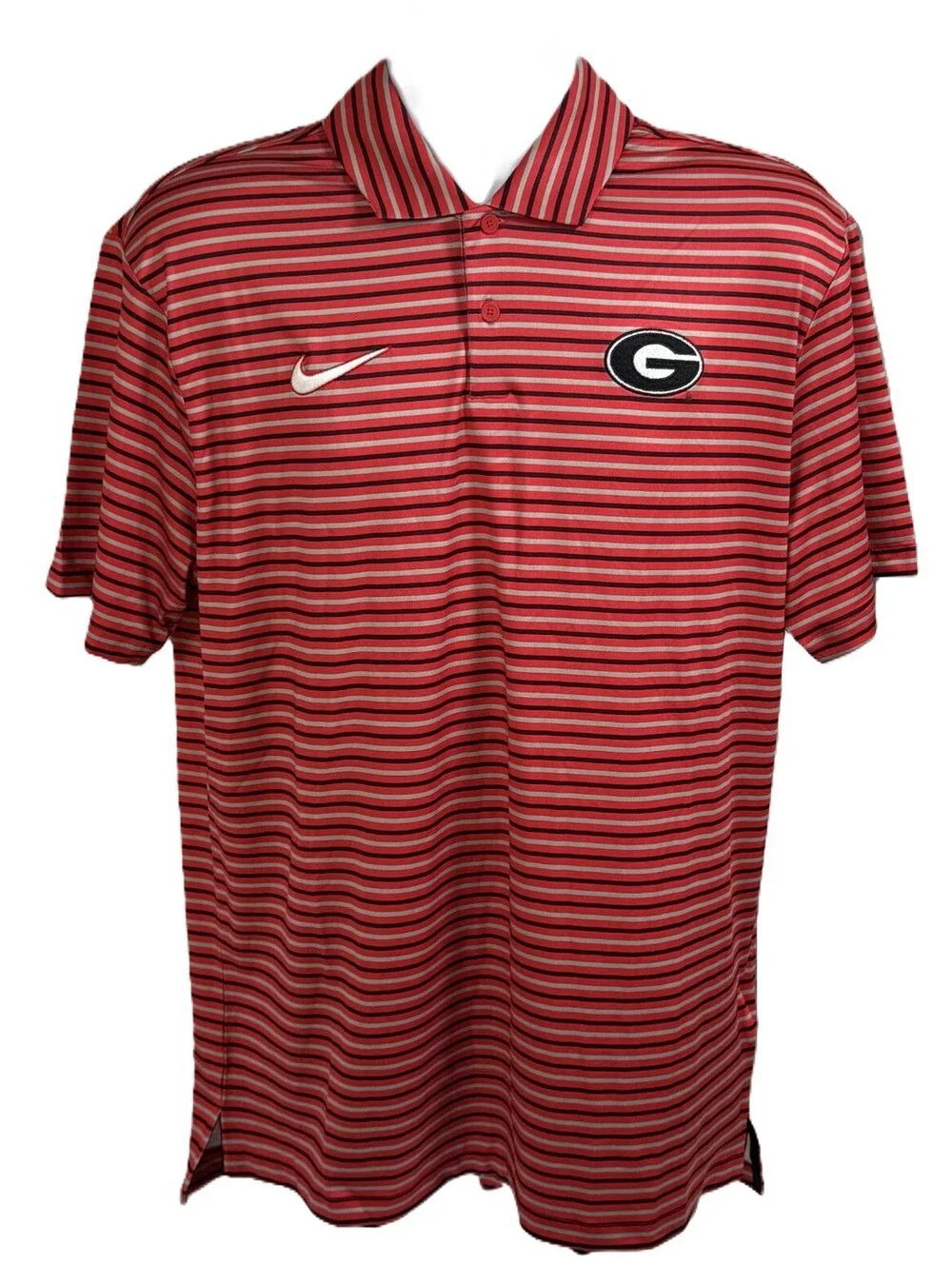 Nike Georgia Bulldogs University Red Tour Stripe Coaches Premium Polo Mens M NWT